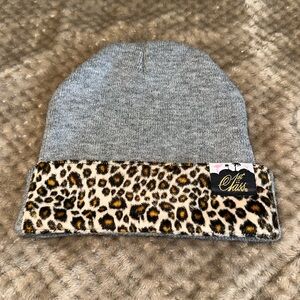 Zumiez 1st Class gray and cheetah print beanie